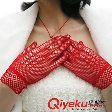 漁網(wǎng) 漁網(wǎng)短五指三條筋鏤空新娘手套婚禮禮儀手套網(wǎng)眼手套原始圖片2