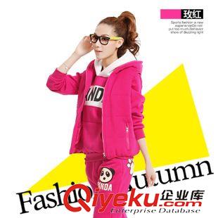 女式休閑套裝 ＃韓版衛(wèi)衣三件套女秋冬加厚大碼女士韓版加絨休閑運(yùn)動(dòng)套裝女裝原始圖片2