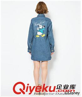 秋款9月上旬   日本代購X-G*RL 日系 中長版后背刺繡卡通圖案牛仔襯衫外套原始圖片2
