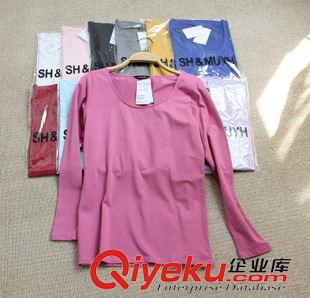 秋款8月中旬  2015秋季新款 外貿品質 奧戴爾棉純色圓領長袖百搭打底衫韓范T桖原始圖片3
