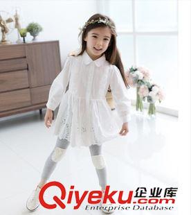 童禮服 新品{dj2}{za}公主白色女童白襯衣小清新翻領荷葉長袖開衫連衣裙原始圖片3
