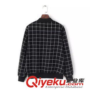 9月新款第二波 2015秋裝新款 AA歐美風休閑時尚情侶格子棒球服內里抓絨外套原始圖片3