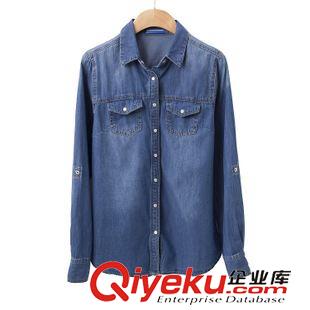 8月新款{dy}波 2015秋季新款韓國東大門中長款女式襯衣 大口袋豎條紋襯衫開衫
