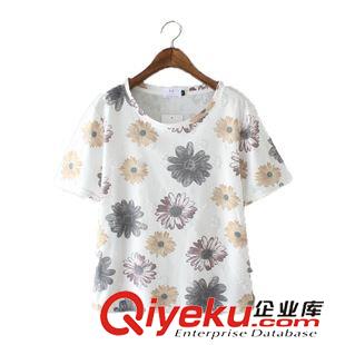 6月新款第三波 夏季新款韓國東大門刺繡花朵寬松單邊露半肩單吊帶短袖純色T恤女