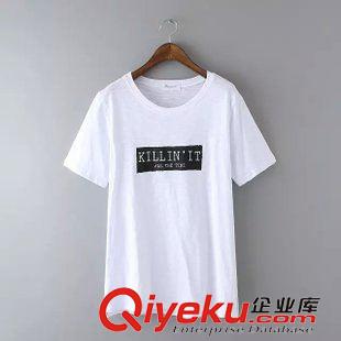 6月新款第三波 夏裝新款簡(jiǎn)約短袖圓領(lǐng)寬松字母時(shí)尚T恤女原始圖片2