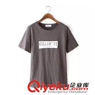 6月新款第三波 夏裝新款簡(jiǎn)約短袖圓領(lǐng)寬松字母時(shí)尚T恤女原始圖片3