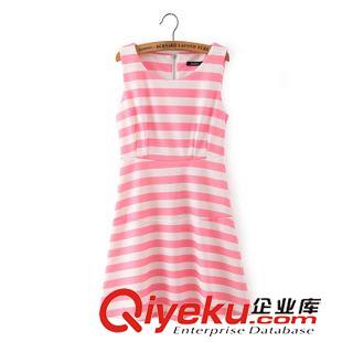 4.20新款 歐洲站2015高品質夏季修身顯瘦女款空氣層太空棉拼色連衣裙女裙a原始圖片3