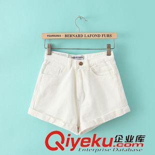 牛仔褲 直銷歐美風(fēng)高腰牛仔短褲直筒褲卷邊休閑寬松顯瘦女牛仔褲批發(fā)原始圖片3