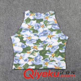 小背心/馬甲 aa運動高腰短款緊身小背心 歐美印花背心女 無袖背心短款一件代發(fā)原始圖片3