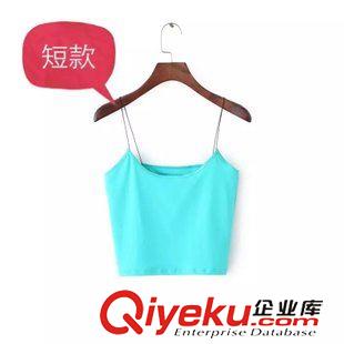小背心/馬甲 15夏季新品超細(xì)肩帶細(xì)皮筋吊帶明星同款歐美彈力修身短款A(yù)A背心原始圖片3