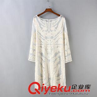 蕾絲衫/雪紡衫 歐洲站初秋新款 竹葉鏤空罩衫  蕾絲連衣裙罩衫 包臀顯瘦短裙原始圖片3