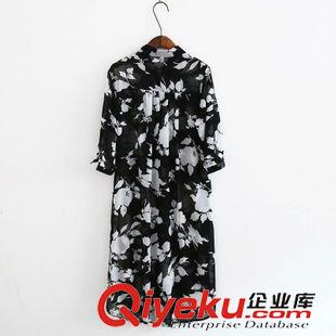 防曬衣/防曬衫 新款韓版雪紡防曬衣  開衫中袖防曬衫夏季女 印花薄款防曬衫原始圖片2
