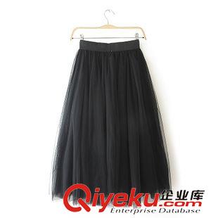 半身裙 2015韓版新款女裝百搭純色紗網(wǎng) 雪紡半身長裙子 紗網(wǎng)半裙 批發(fā)原始圖片2