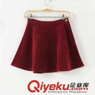 半身裙 2015秋冬新款 美國(guó)AA 修身顯瘦燈芯絨短裙大擺裙傘裙高腰半身裙女原始圖片2