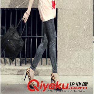 未分類 2015秋冬新品仿牛仔打底褲彈力面料韓版印花九分褲一體褲一件批發