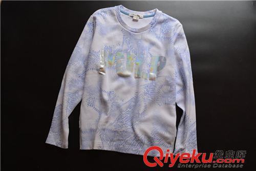 10月新品2 外貿(mào) 百家新款 藍(lán)色水墨花女式印花T恤衫原始圖片3