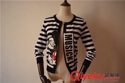 9月新品6 外貿(mào)原單 韓單M奇時(shí)尚休閑條紋開衫批發(fā)原始圖片3