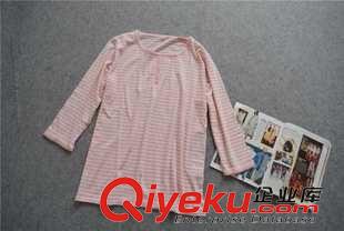 家居服 米棉原單 條紋家居服七分袖套裝色彩溫馨靚麗