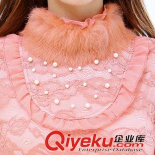 襯衣 雪紡衫 蕾絲衫 韓版潮加絨加厚高領蕾絲打底衫長袖保暖修身顯瘦上衣T恤原始圖片2