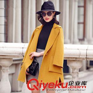 毛昵 外套 秋冬裝 新款毛領(lǐng)女裝紅色呢大衣中長款毛呢外套