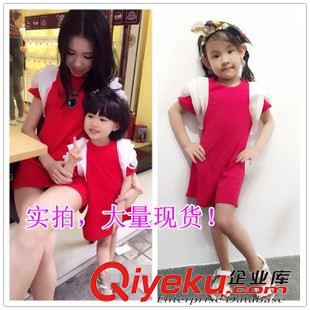 情侶裝，家庭裝，親子裝 2015新款韓版立體大花短袖連衣裙親子裝母女裝原始圖片2