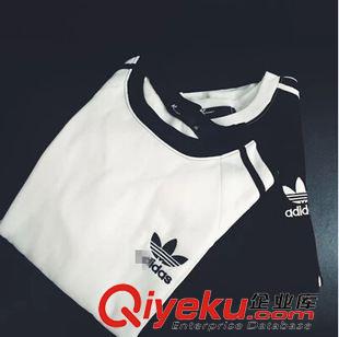 夏季原宿風T恤 {dj2}定制AD刺繡經典版復古套頭條紋小清新加絨衛衣港風情男女原始圖片2