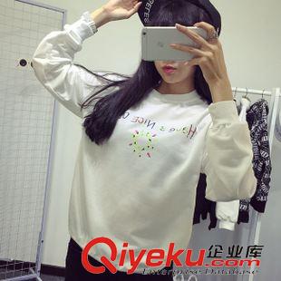 夏季原宿風(fēng)T恤 2015秋季圓領(lǐng)韓國{dj2}定制原創(chuàng)實拍字母印花長袖印花長袖衛(wèi)衣原始圖片3