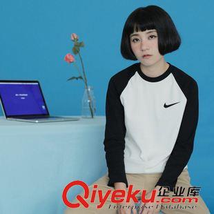 外貿爆款 韓國ulzzang簡約學院風盆栽植物刺繡寬松款套頭衛衣長袖