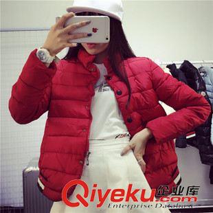 秋冬原宿風(fēng) 實拍2015秋冬保暖加厚棉服女拼接螺紋外套羽絨服 女原始圖片3