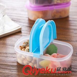 創意收納用品 雙格翻蓋保鮮盒 水果零食冰箱保鮮盒 900ml大容量收納保鮮盒95g原始圖片2