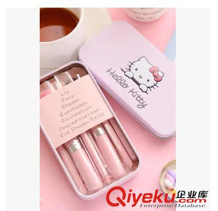 化妝美容工具 hello kitty化妝刷套裝腮紅刷鐵盒套刷子7件刷套刷彩妝工具刷原始圖片2