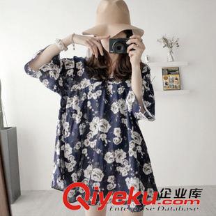 7.6 預(yù)售 2015夏季韓國東大門新款雪紡花朵碎花V領(lǐng)娃娃裙印花連衣裙原始圖片2