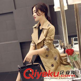 8.8 2015秋裝新款中長款風衣外套女翻領(lǐng)雙排扣韓版顯瘦女式風衣開衫潮原始圖片2