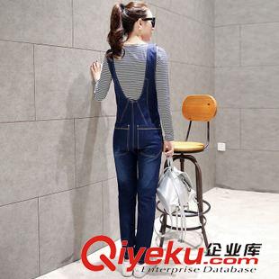 7.13 2015女裝秋裝時尚流行爆款休閑吊帶條紋衫套裝 休閑裝牛仔兩件套原始圖片2