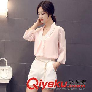 7.13 秋季新款女士時尚名媛套裝女夏短褲2015顯瘦兩件套秋裝女上衣長袖原始圖片2