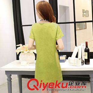 6.17 新款夏女裝韓版簡約棉麻字母印花圓領直筒寬松顯瘦純色短袖連衣裙原始圖片3
