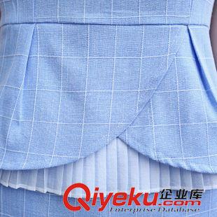 6.18 兩件套短褲女夏2015夏季新款韓版修身顯瘦褶皺格子雪紡時尚套裝潮原始圖片3