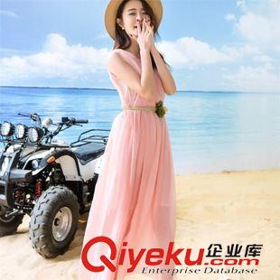5.4 2015新款夏裝韓版甜美刺繡碎花中長(zhǎng)款裙子寬松無(wú)袖連衣裙背心裙女原始圖片2