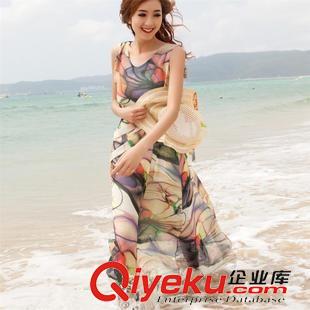 5.4 2015新款夏裝韓版甜美刺繡碎花中長(zhǎng)款裙子寬松無(wú)袖連衣裙背心裙女