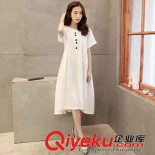 5.8 2015春裝夏季新款歐美亞麻大碼女裝亞麻連衣裙顯瘦棉麻打底裙子原始圖片3