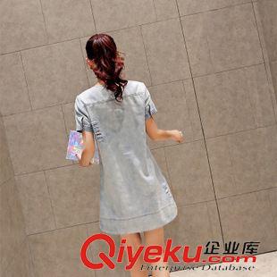 5.23 2015薄款做舊牛仔連衣裙女夏ol潮中長款短袖寬松女士夏季a字裙子