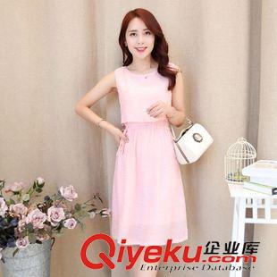 5.30 2015夏季新款棉麻連衣裙假兩件無袖圓領(lǐng)中裙女時(shí)尚修身套裙中長(zhǎng)款原始圖片2