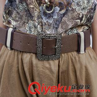 5.33 韓版淑女氣質優雅印花T恤高腰大擺開衩半身裙兩件套連衣裙送腰帶原始圖片3