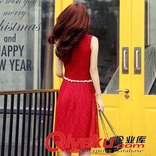 5.34 2015夏裝新款歐洲站時尚休閑韓國繡花蕾絲修身顯瘦連衣裙配腰鏈原始圖片2