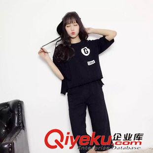 T恤 2115韓國東大門代購實(shí)拍曹若涵  休閑套裝女棉兩件套運(yùn)動(dòng)服夏原始圖片3