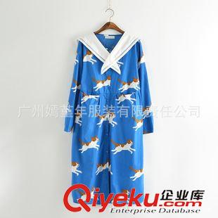 【HOT！供圖專區(qū)！】 N144日系海軍藍(lán)圍巾寬松長(zhǎng)款棉布肥貓長(zhǎng)袖連衣裙塔卡沙新款