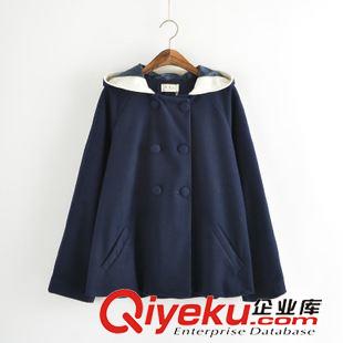 9月7日~9月12日新款 1671  2015秋冬新款甜美兔子長耳朵毛呢外套軟妹純色連帽可愛原始圖片3