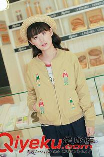 9月7日~9月12日新款 2015秋冬新品學(xué)院風(fēng)小貓刺繡夾克棒球短外套原始圖片2