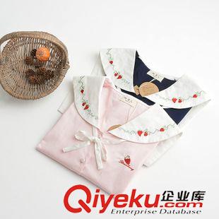 9月7日~9月12日新款 1638  2015秋新款日系學(xué)院風可愛翻領(lǐng)草莓外套