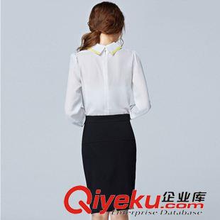 衬衫 2015年秋季新款欧洲站淑女通勤长袖宽松拼接衬衫打底衫女装